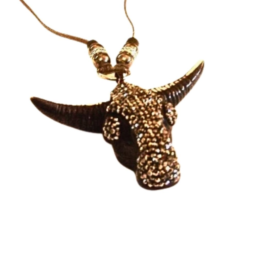Happy Longhorn Beaded Suede Necklace